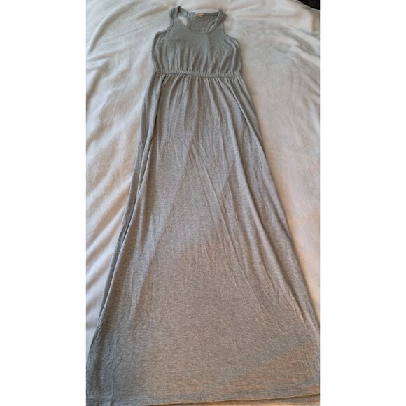 J.Crew Size XS Gray Heather Sleeveless Maxi Tank Dress Racerback Side Slits - Picture 6 of 11